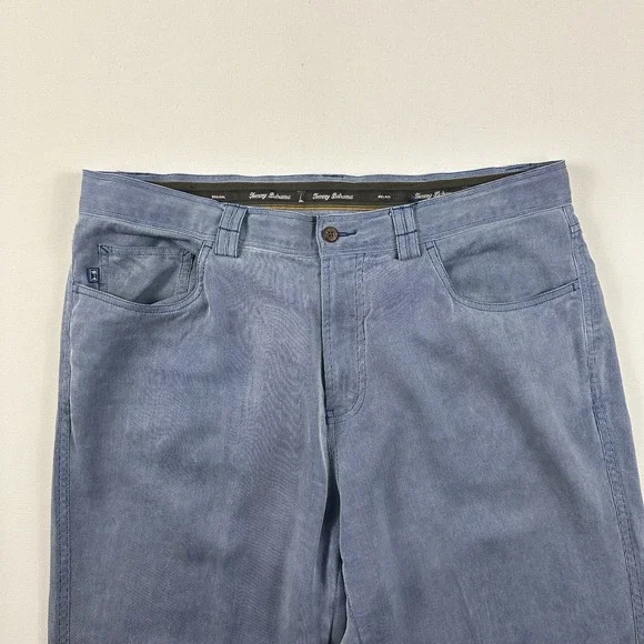 Tommy Bahama Dress Pants Mens 35x31 Blue 100%‎ Silk Straight Trousers Slacks